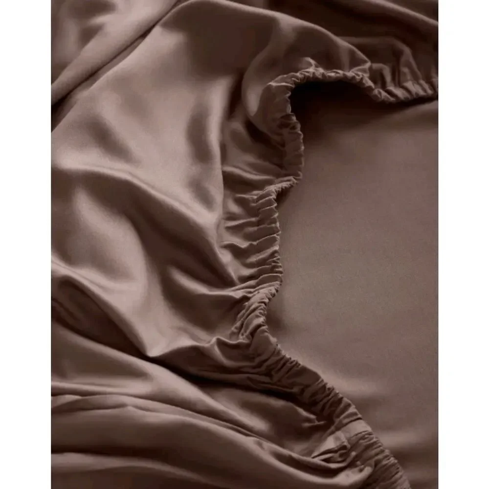 Quince Organic Vicose Bamboo 3 Pc King Fitted Sheet 2 King Sham Set Stone